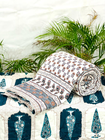 PREMIUM JAIPURI BLOCK SINGLE BED HAND QUILT ( RAZAI )60×90