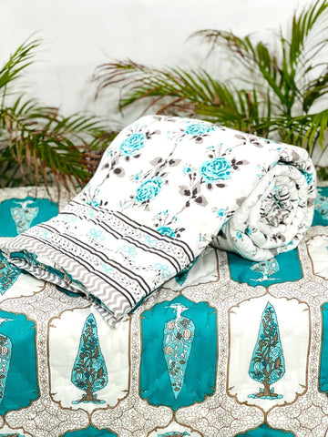 PREMIUM JAIPURI BLOCK SINGLE BED HAND QUILT ( RAZAI )60×90
