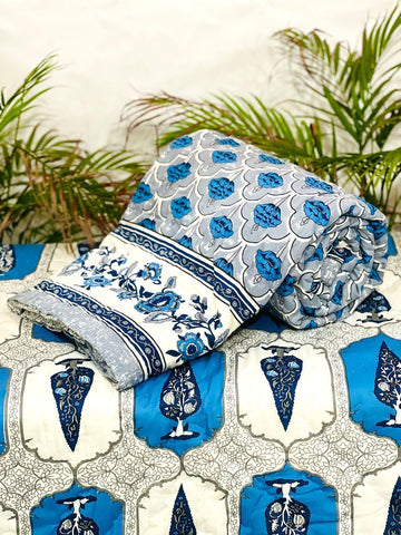 PREMIUM JAIPURI BLOCK SINGLE BED HAND QUILT ( RAZAI )60×90