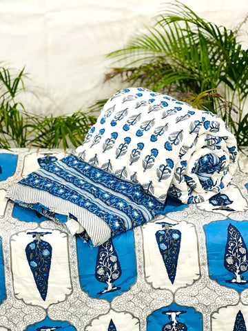 PREMIUM JAIPURI BLOCK SINGLE BED HAND QUILT ( RAZAI )60×90