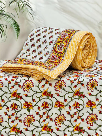 PREMIUM JAIPURI BLOCK SINGLE BED HAND QUILT ( RAZAI )60×90