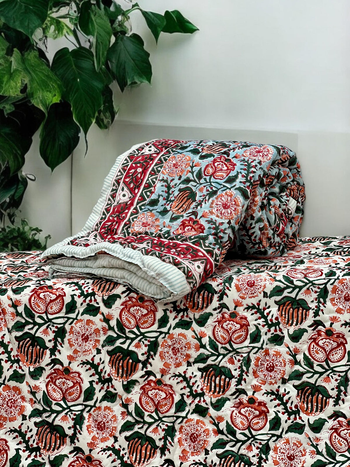 PREMIUM JAIPURI BLOCK SINGLE BED HAND QUILT ( RAZAI )60×90