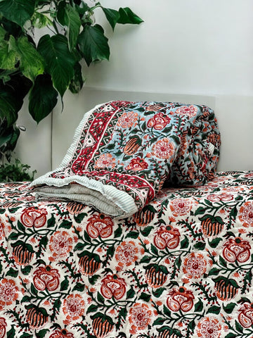 PREMIUM JAIPURI BLOCK SINGLE BED HAND QUILT ( RAZAI )60×90