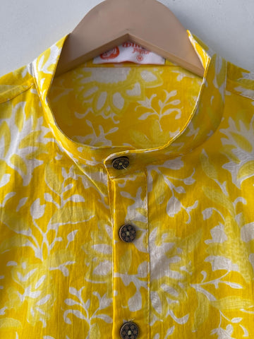 Haldi Print Sanganeri Print Traditional Cotton Short Kurta