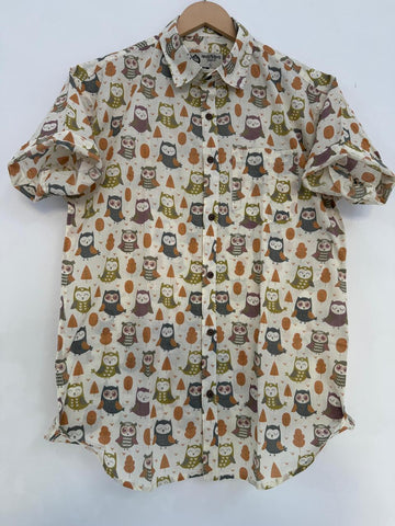 Cute Owl Men's Cotton Shirt - Kartikeya Jaipur