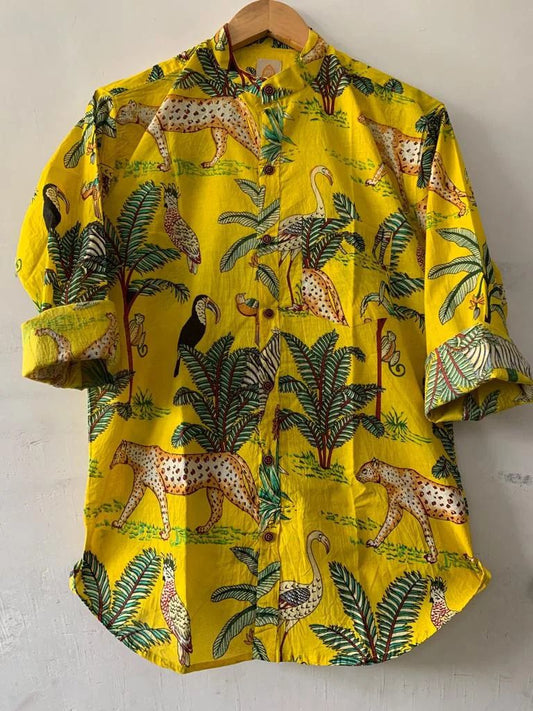 Jungle  Print Cotton Full Sleeve Shirt for Men