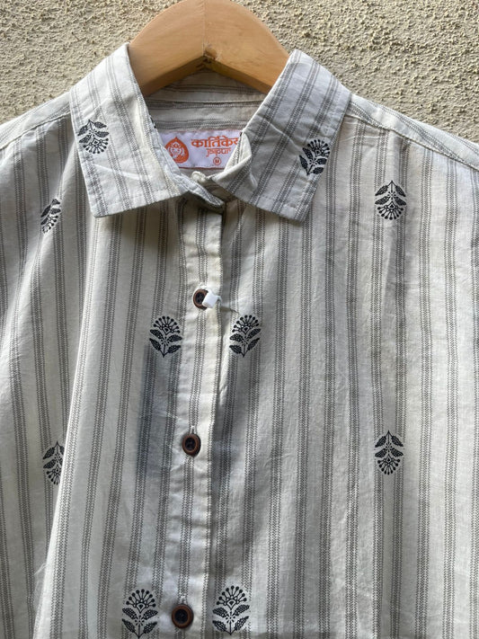 Women Conversational Striped Cotton Causal Shirt
