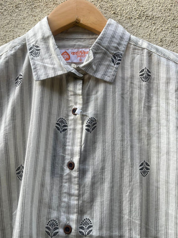 Women Conversational Striped Cotton Causal Shirt