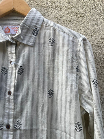 Women Conversational Striped Cotton Causal Shirt
