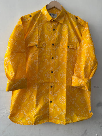 Old School Vintage Hunting Cotton Shirt - Haldi Print