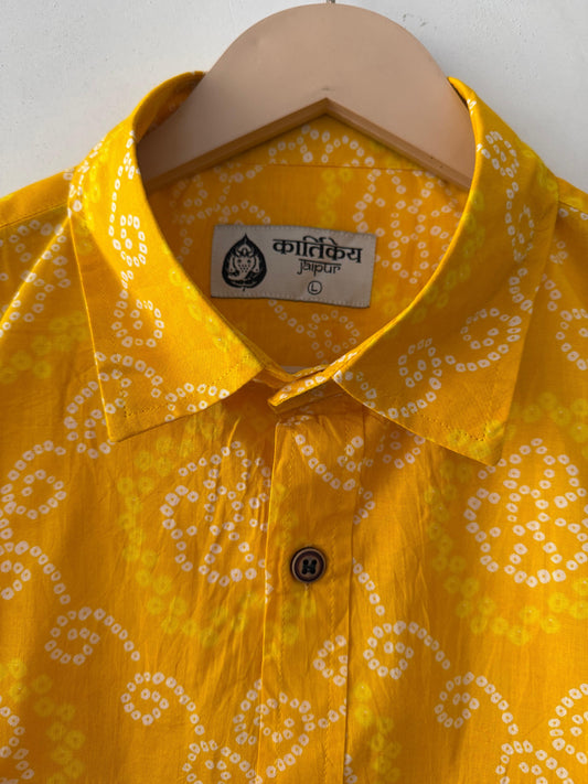 Old School Vintage Hunting Cotton Shirt - Haldi Print