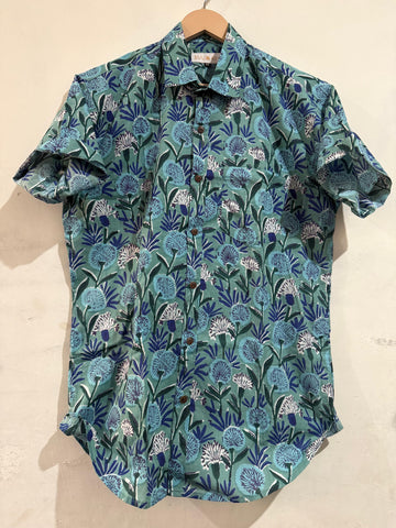 Bold Floral Print Cotton Shirt for Men