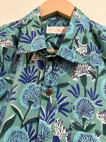 Bold Floral Print Cotton Shirt for Men