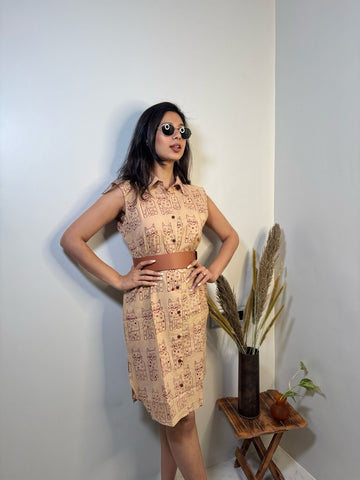 Hand Block Printed Long Shirt Dress for Women