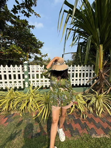 Green Jungle Vintage Shirt & Bralette Combo Set