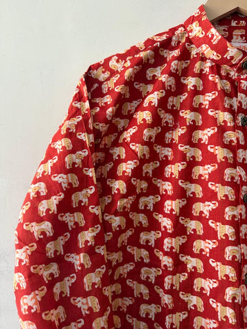 Cute Elephant Print Cotton Full Sleeve Shirt for Men