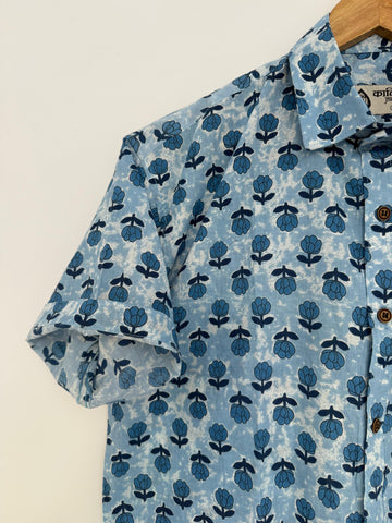 Natural Indigo Cotton Shirt for Men