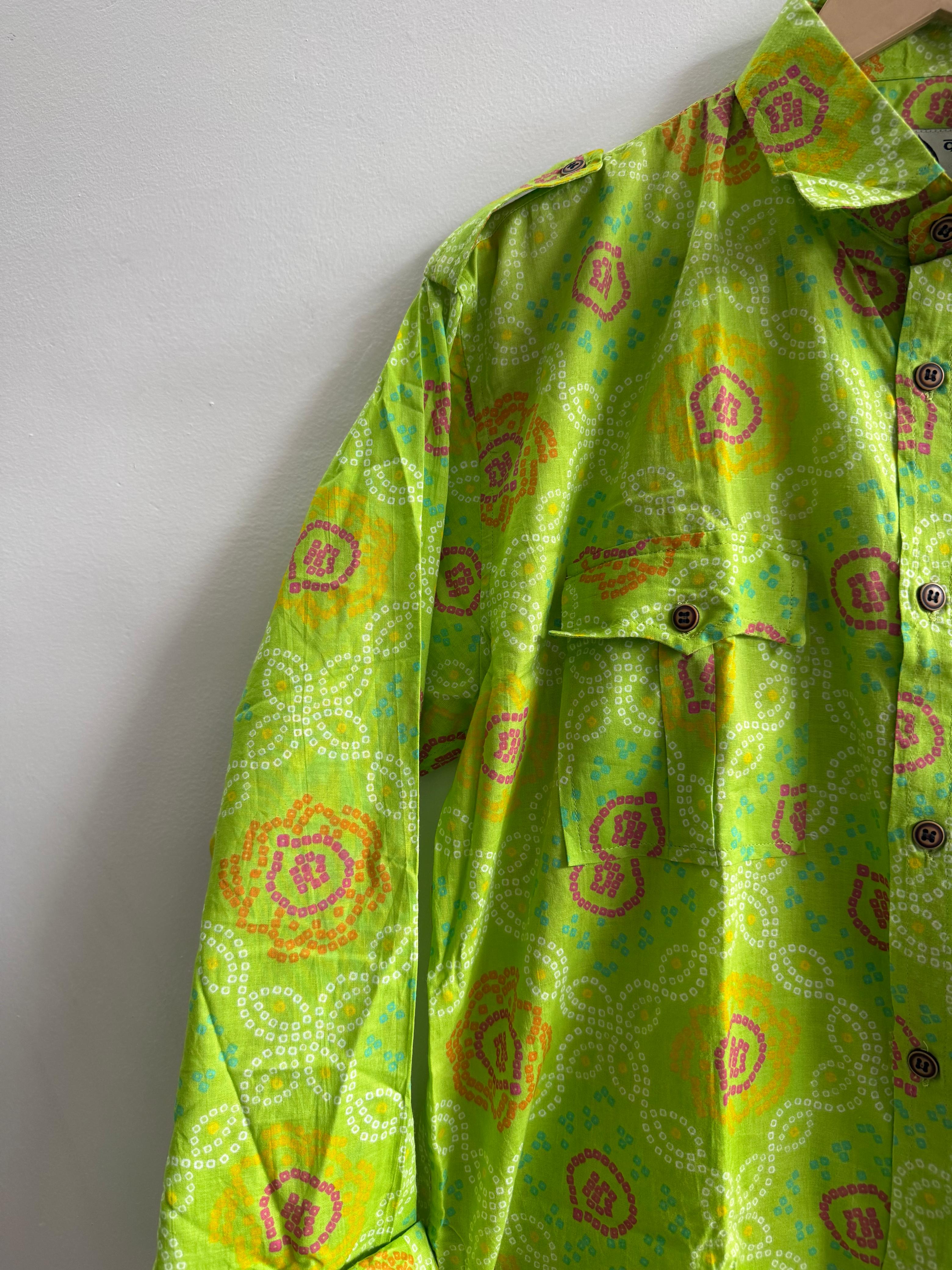 Old School Clothing Vintage Hunting Cotton Shirt Bandhej