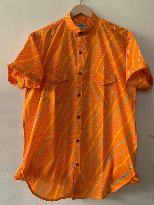 Lehariya Print Double Flap Pocket Shirt For Men
