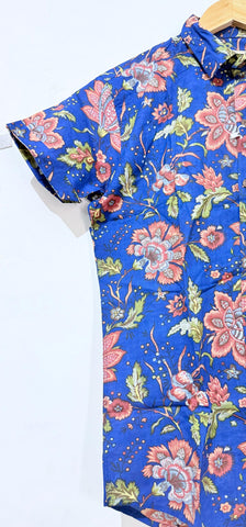 Classic Blue Half Sleeve Cotton Shirt for Men