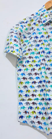 Traditional Multicolor Elephant Print Half Sleeve Shirt for Men