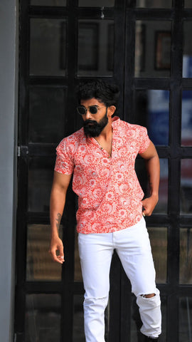 Sanganeri Print Cotton Short Kurta for Men