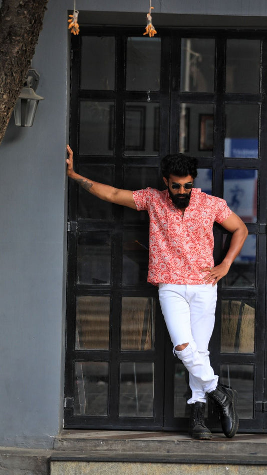 Sanganeri Print Cotton Short Kurta for Men