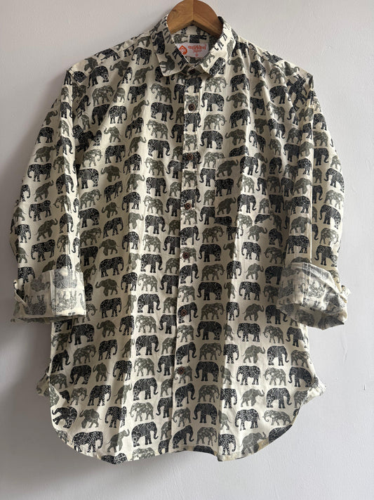 Elephant Print Cotton Mens Full Sleeves Shirt - Ganesha Special