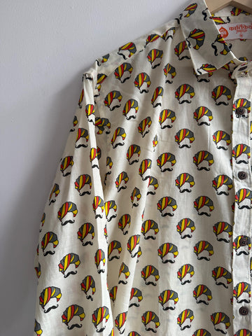 Rajasthani Pride Mustache & Turban Print Shirt By Kartikeya Jaipur