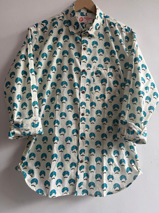 Rajasthani Pride Mustache & Turban Print Shirt By Kartikeya Jaipur
