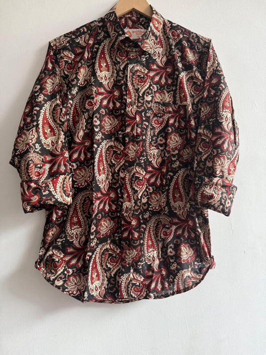 Kalamkari Print Cotton Mens Full Sleeves Shirt