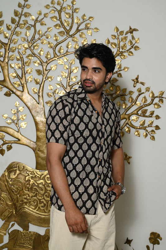 Block Print Plus Size Classic Cotton Shirt for Men