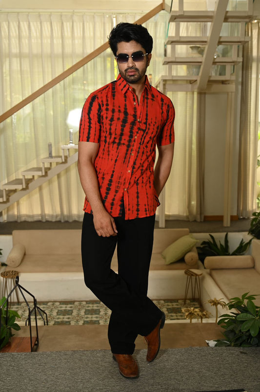 Classic Tie Dye Plus Size Cotton Shirt for Men - Artist Edit
