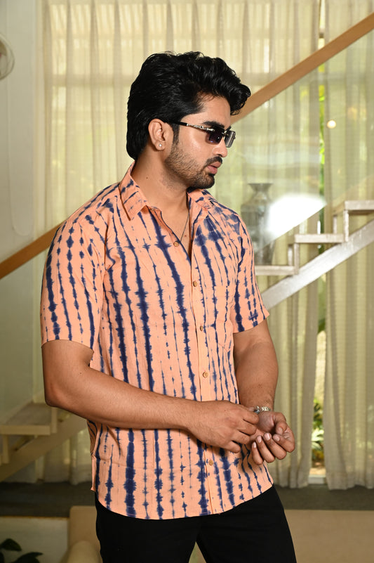 Classic Tie Dye Plus Size Cotton Shirt for Men - Artist Edit