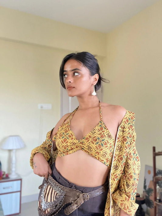 Floral Print Cotton Padded Lace Bralette