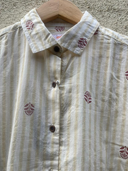 Women Conversational Striped Cotton Causal Shirt