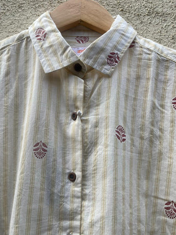 Women Conversational Striped Cotton Causal Shirt