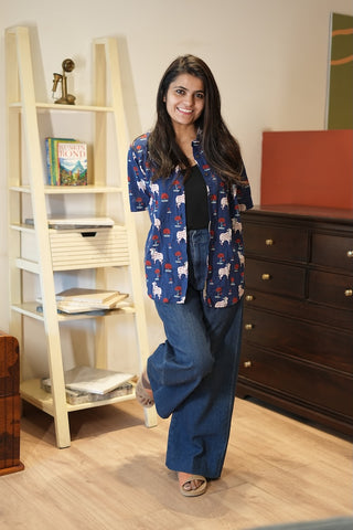 Pichwai Cow Printed Cotton Half Sleeve Shirt For Women