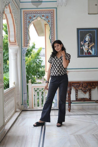 Bagru Print Plus Size Cotton Shirt For Women