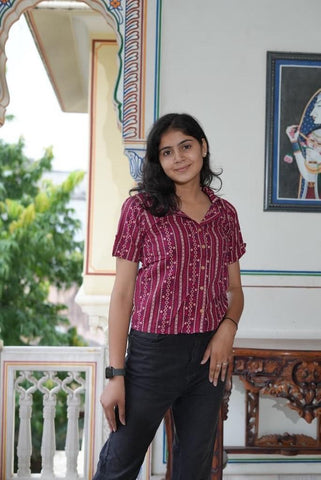 Traditional Bagru Print Plus Size Cotton Shirt For Women