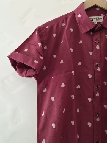 Block Printed Cotton Shirt For Man - Organic