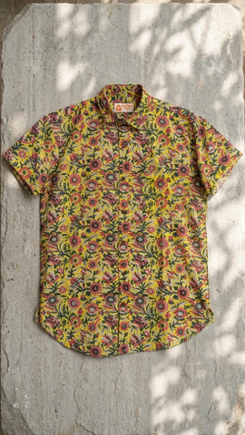 Floral Print Half Sleeve Cotton Shirt for Men - Goa Edit