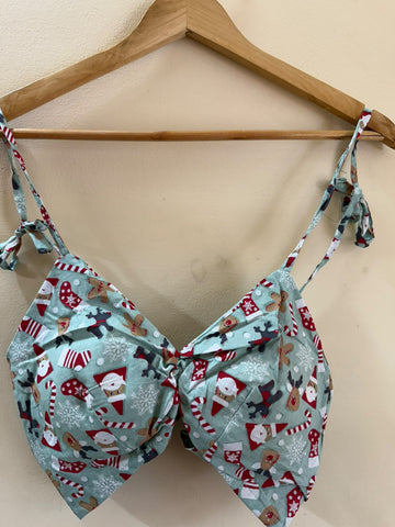 Christmas Print Cotton Padded Lace Bralette