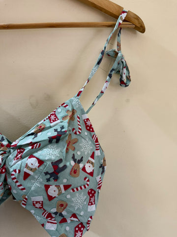 Christmas Print Cotton Padded Lace Bralette