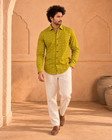 Men’s Kannada Alphabet Print Cotton Full Sleeve Shirt