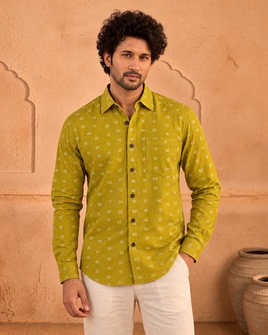 Men’s Kannada Alphabet Print Cotton Full Sleeve Shirt