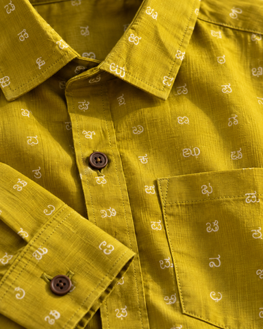 Men’s Kannada Alphabet Print Cotton Full Sleeve Shirt