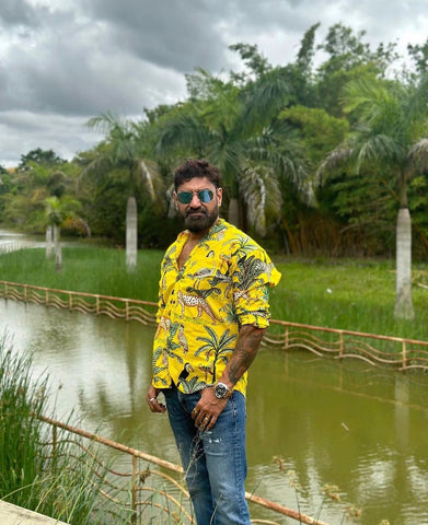 Yellow Full Sleeve Jungle Casual Shirt for Men