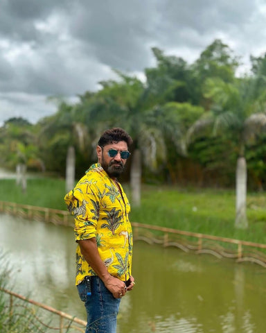 Yellow Full Sleeve Jungle Casual Shirt for Men