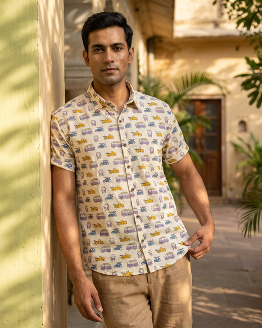 Tuk -Tuk Classic Cotton Half Sleeves Shirts For Men - Gray
